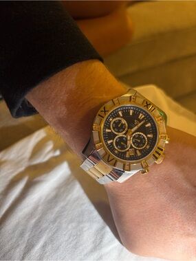 Aqua Two-Tone Gold and Silver Chronograph Bracelet Watch